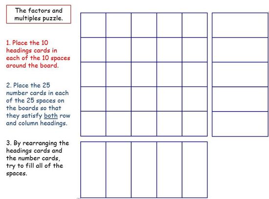 Factors and Multiples Puzzle Board